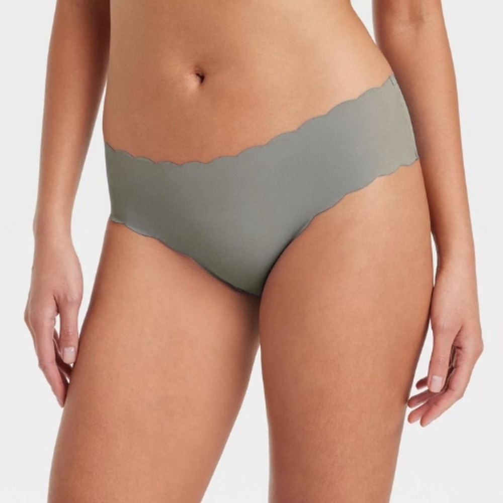 Auden Women's Invisible Edge Cheeky Underwear with Scallop Edge, Gray (SET of 8)
